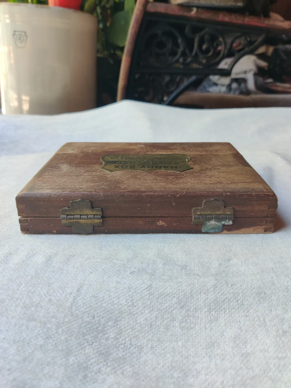 Antique Willson's Gummed Paper Letters Table & Ticket Co Dovetailed Wood Box